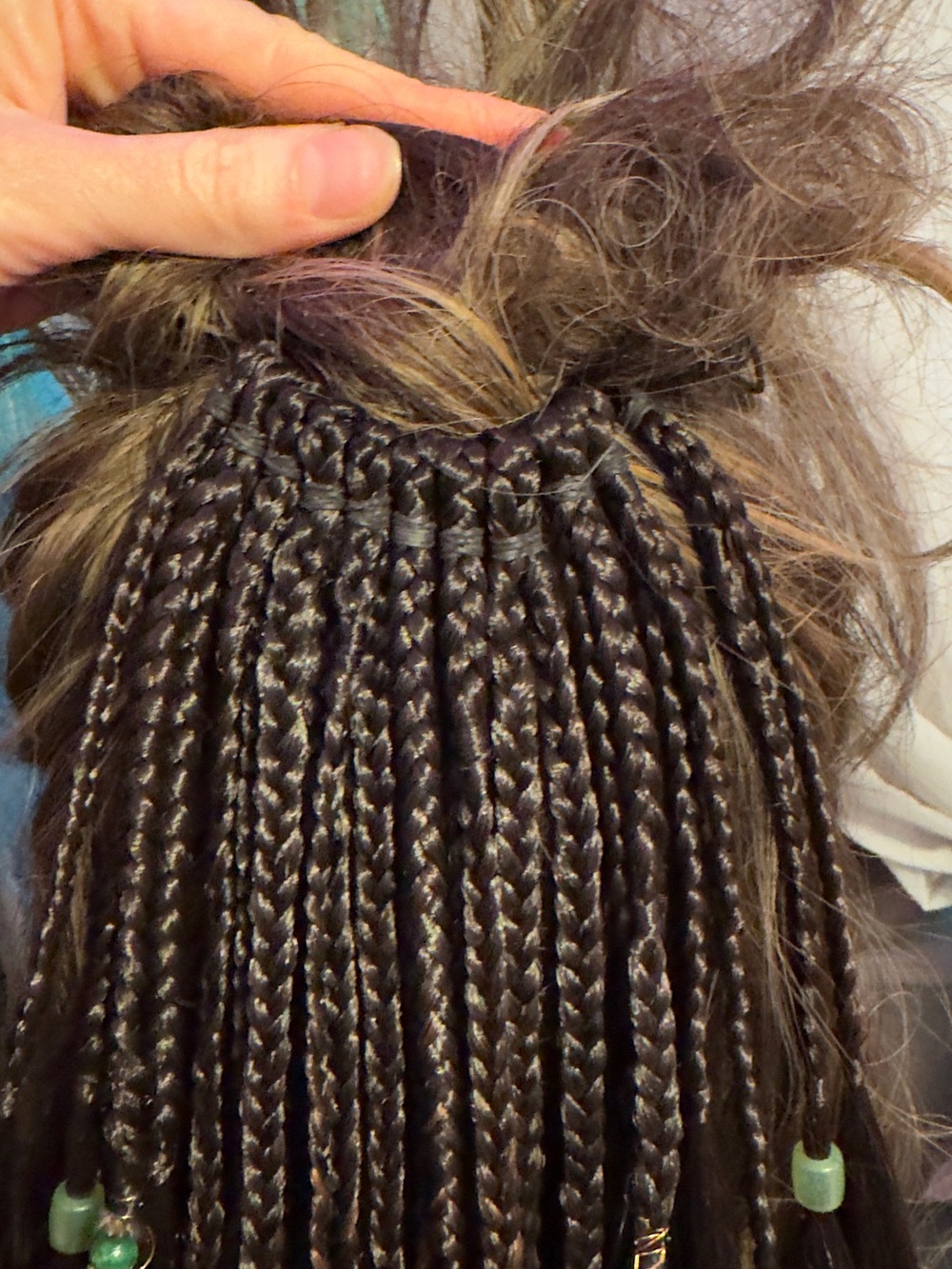 Boho Braided Feather Hair Extensions - Brown Black Blend - Picture 6 of 15